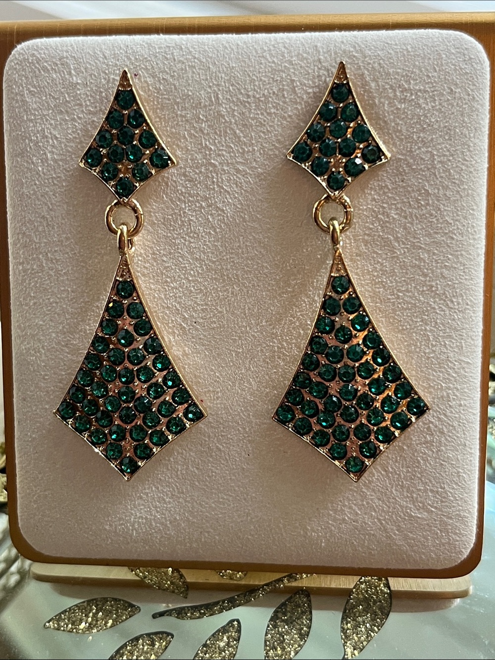 Emerald Crystal Dangle  Earrings